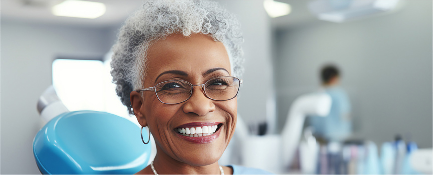 Woman who received Dental Implants in Aurora, CO